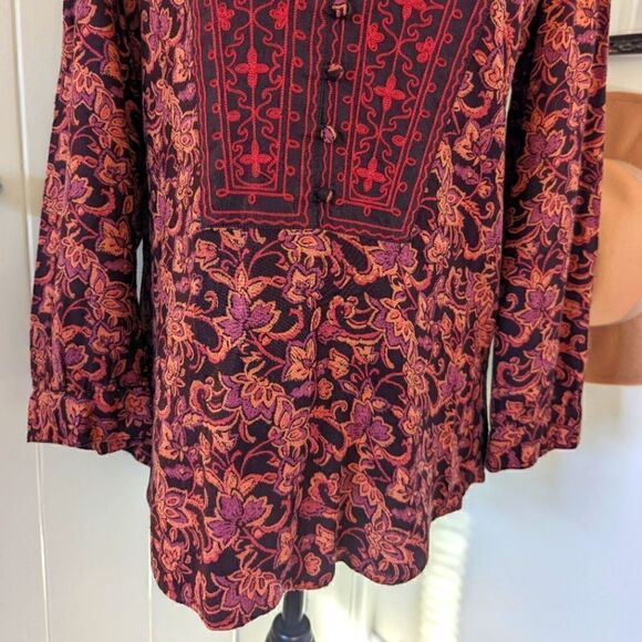 Lucky Top SM Floral Embroidered Cottagecore Boho Peasant Vintage Whimsigoth - Picture 4 of 8